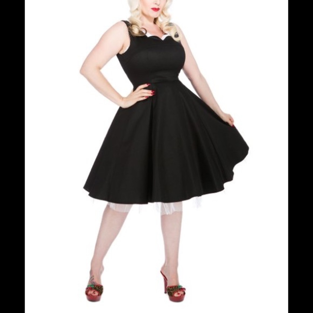 Black Scallop Dress White Tulle Large US 10 Hearts & Roses London